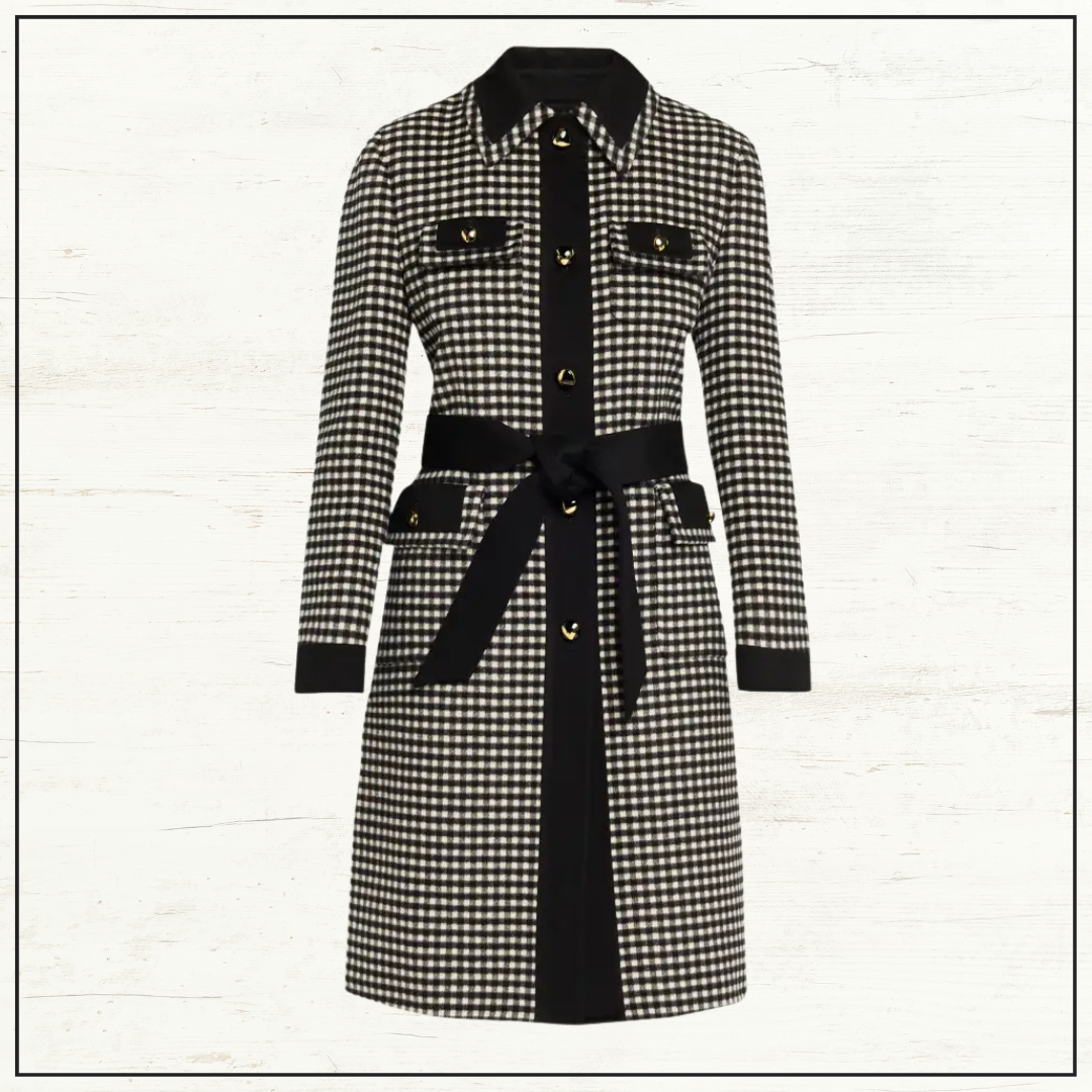 CHECKED WOOL & CASHMERE COAT
