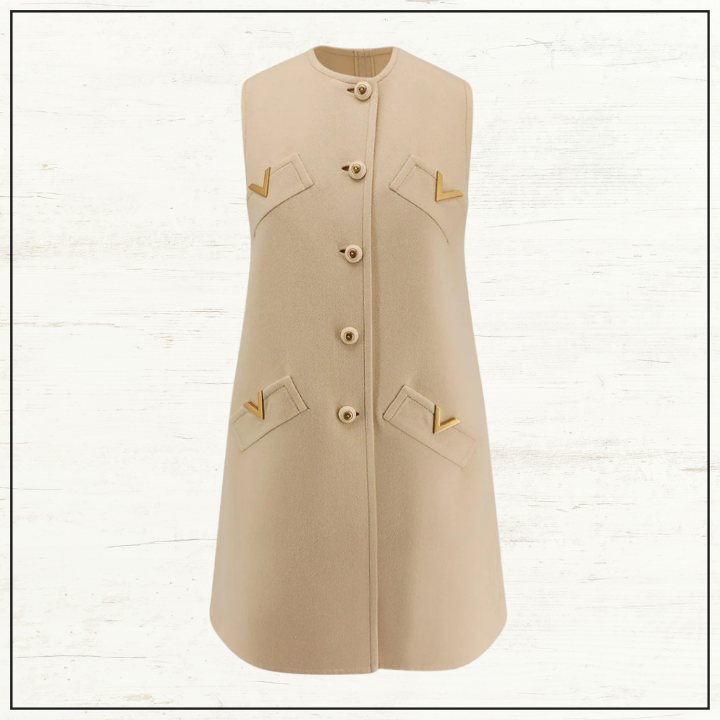 V LOGO WOOL & CASHMERE MINI DRESS