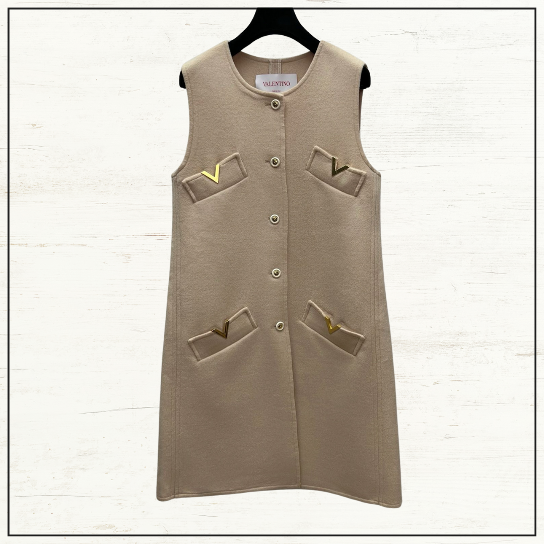 V LOGO WOOL & CASHMERE MINI DRESS
