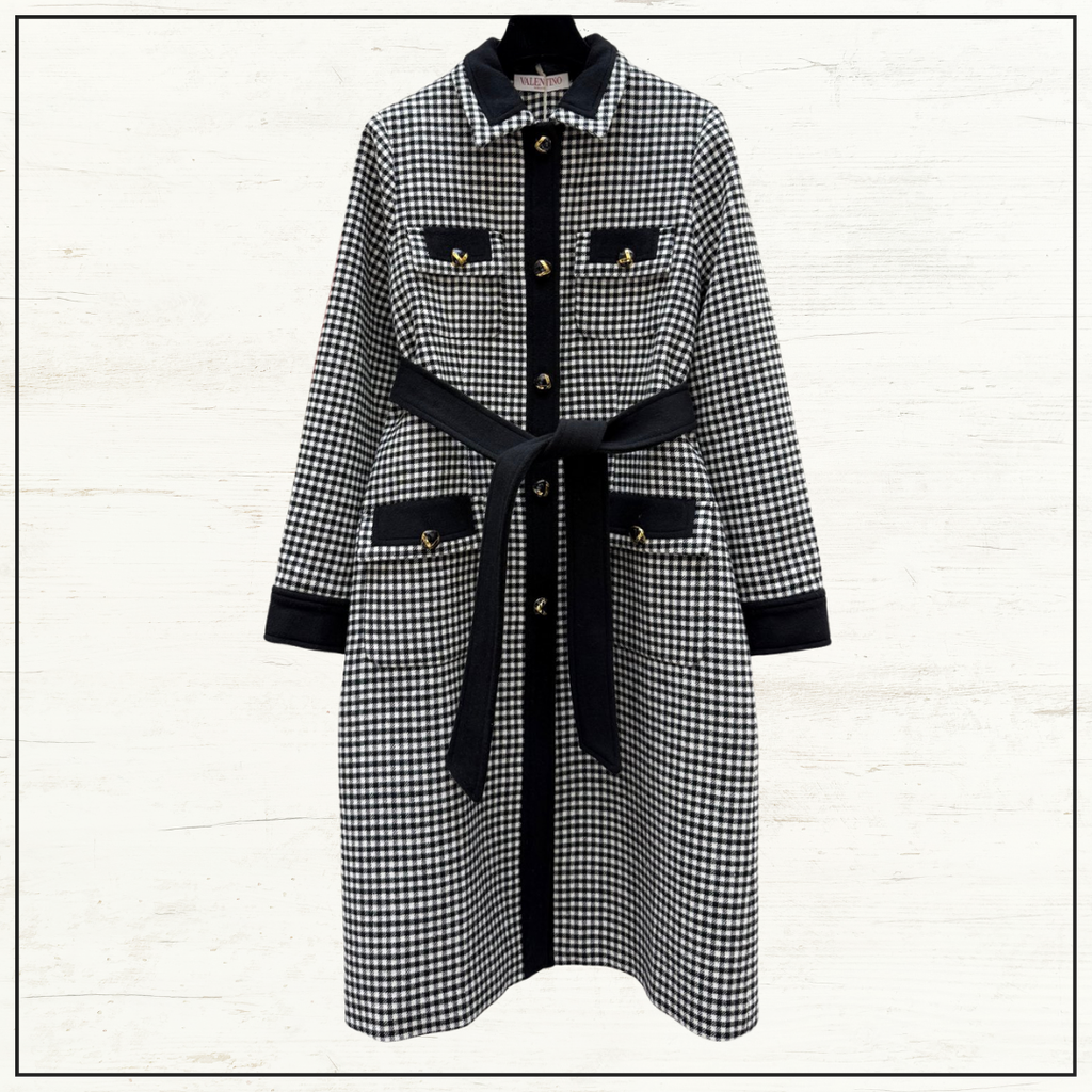 CHECKED WOOL & CASHMERE COAT