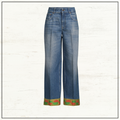 JACQUARD TRIM WIDE LEG JEANS
