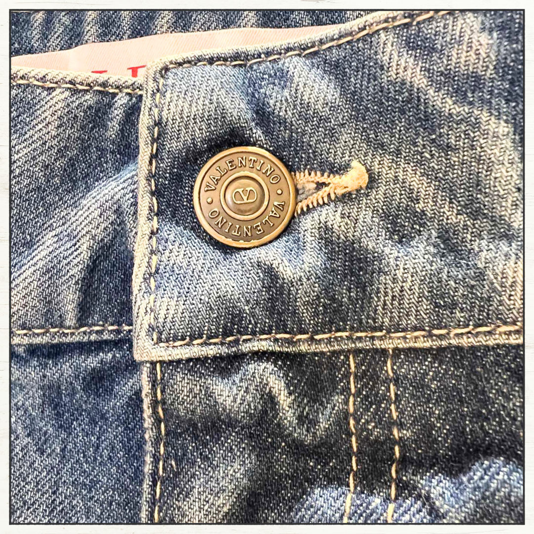 JACQUARD TRIM WIDE LEG JEANS