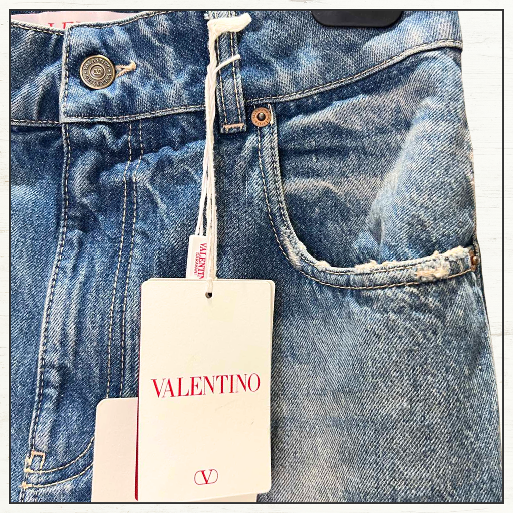 JACQUARD TRIM WIDE LEG JEANS