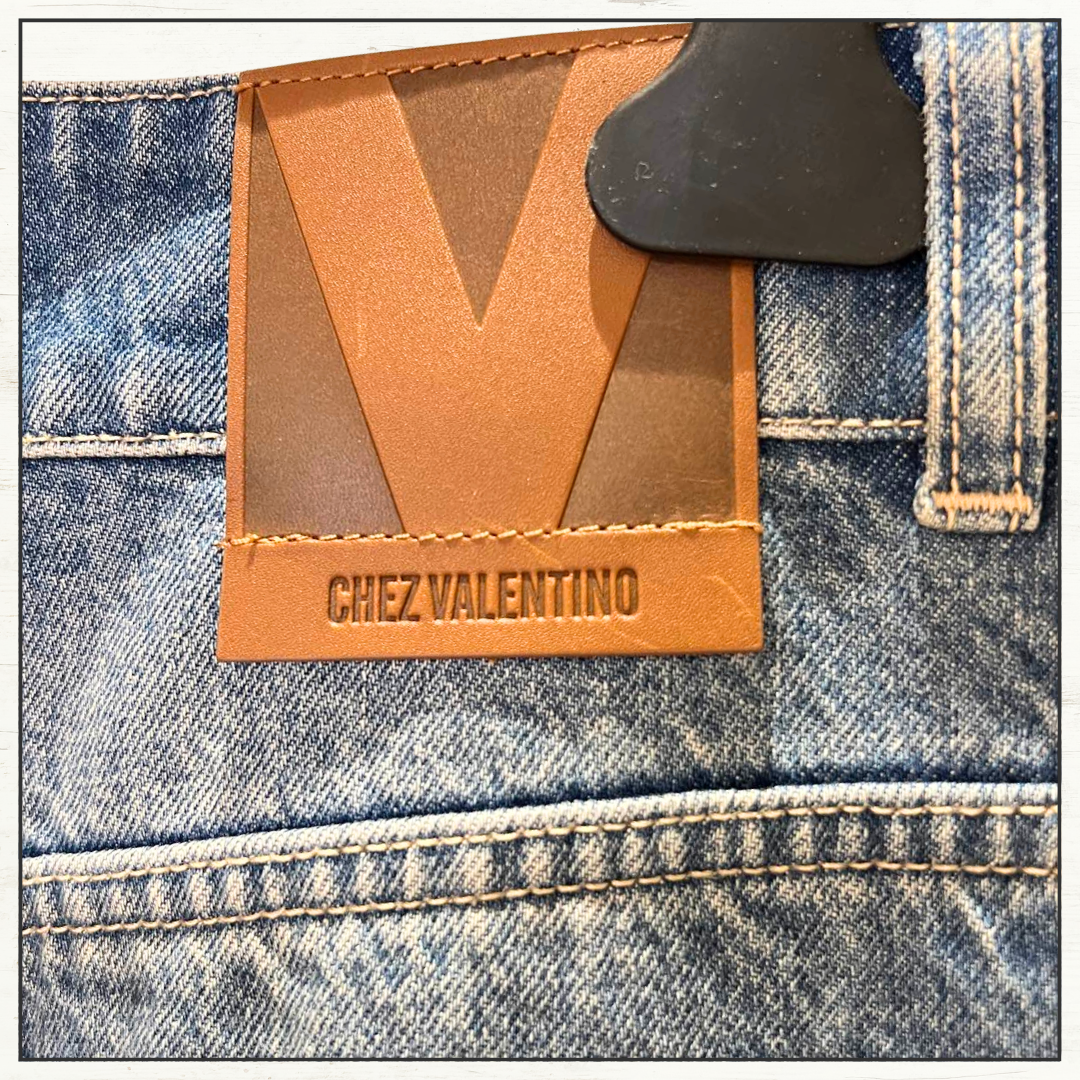 JACQUARD TRIM WIDE LEG JEANS