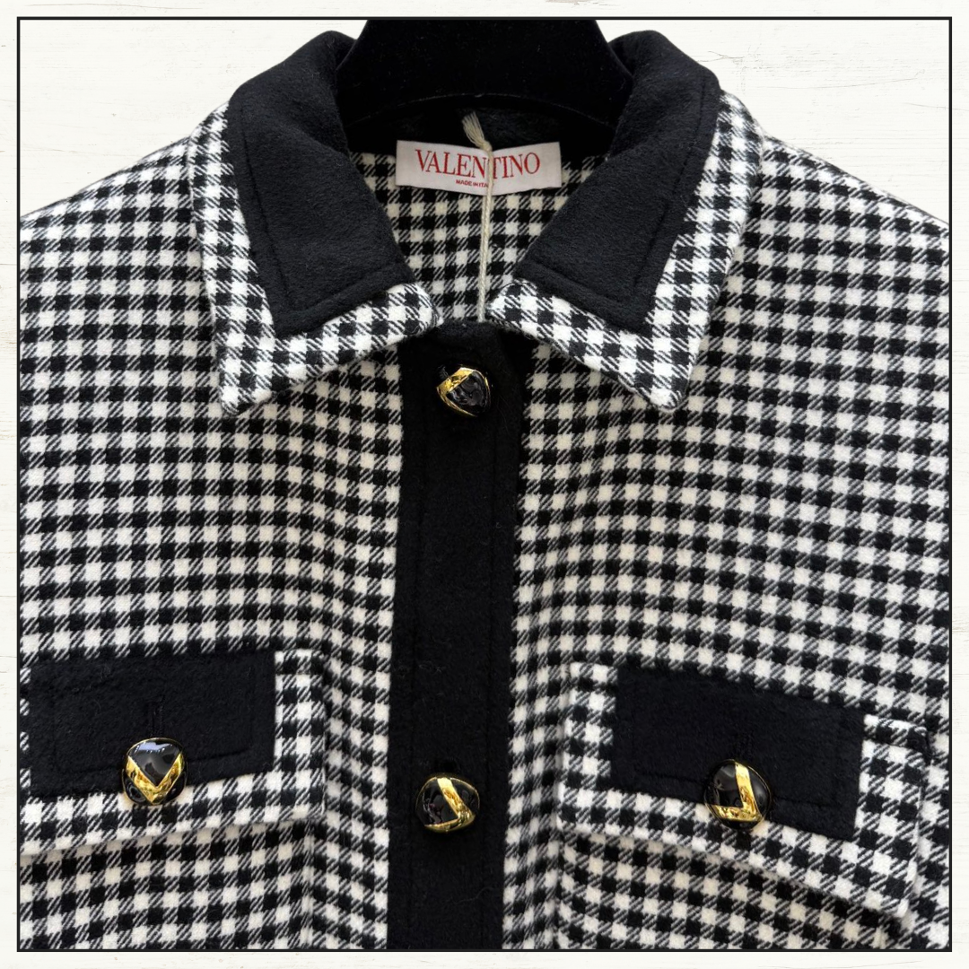 CHECKED WOOL & CASHMERE COAT