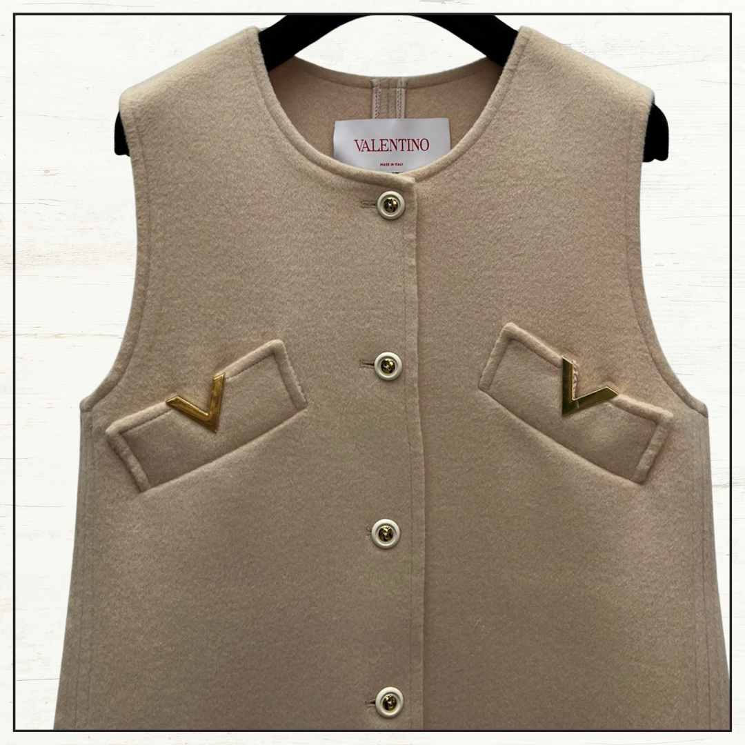 V LOGO WOOL & CASHMERE MINI DRESS