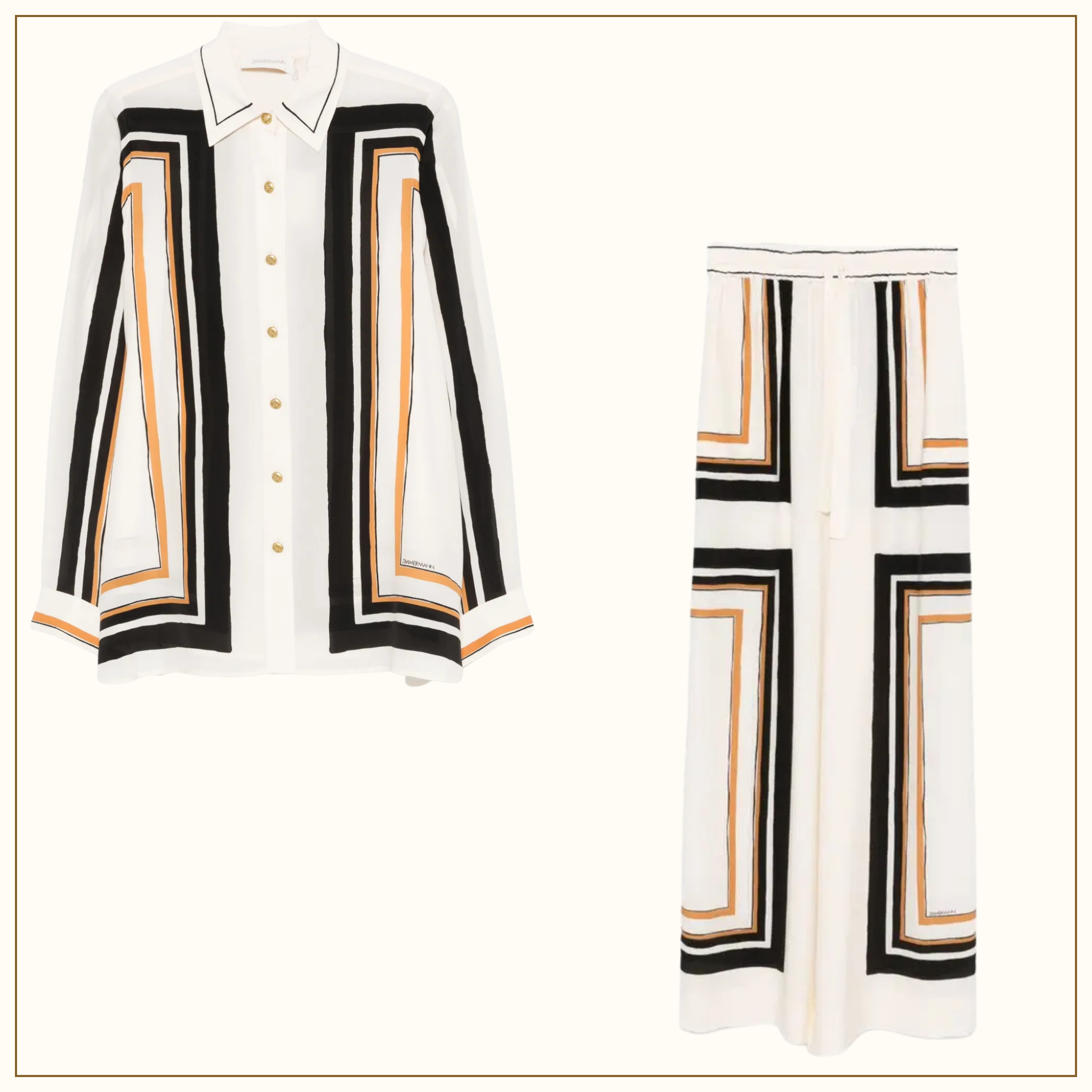 STRIPED SHIRT & DRAW WAIST PANTS