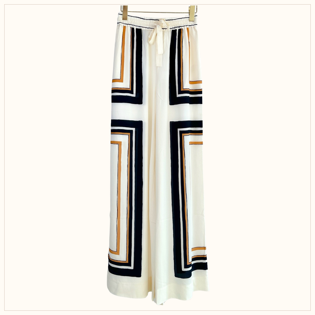 STRIPED SHIRT & DRAW WAIST PANTS