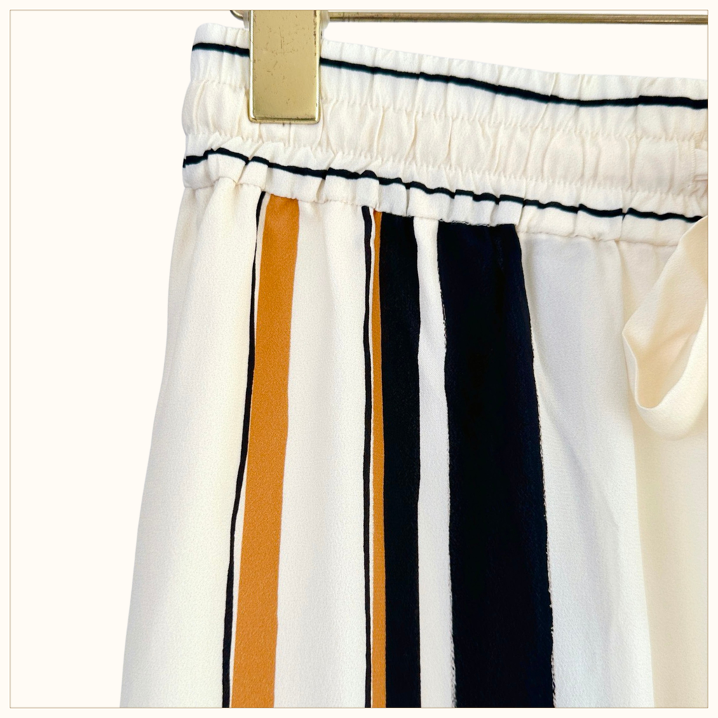 STRIPED SHIRT & DRAW WAIST PANTS