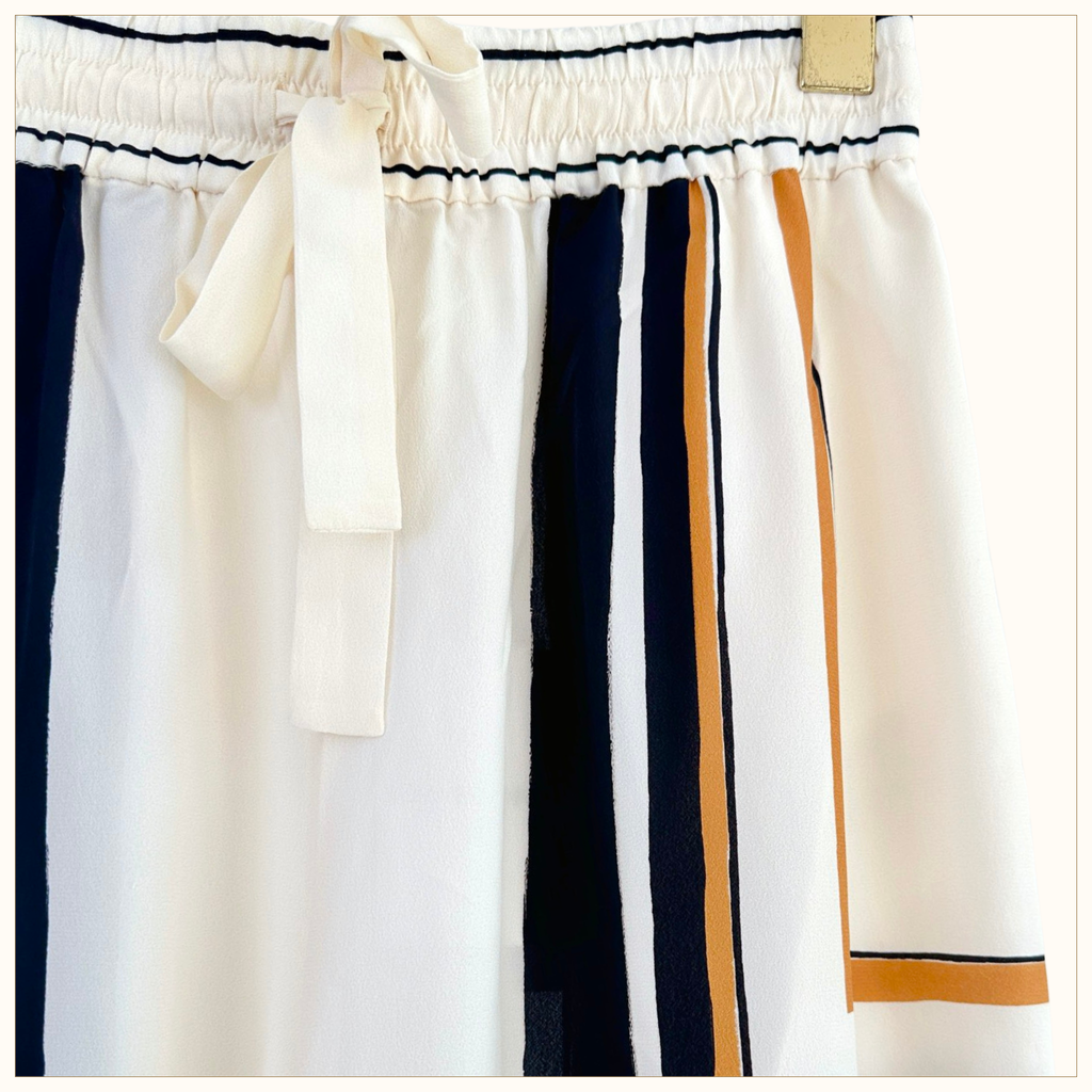 STRIPED SHIRT & DRAW WAIST PANTS