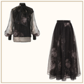 HYPNOTIC PUSSYBOW BLOUSE & MIDI SKIRT