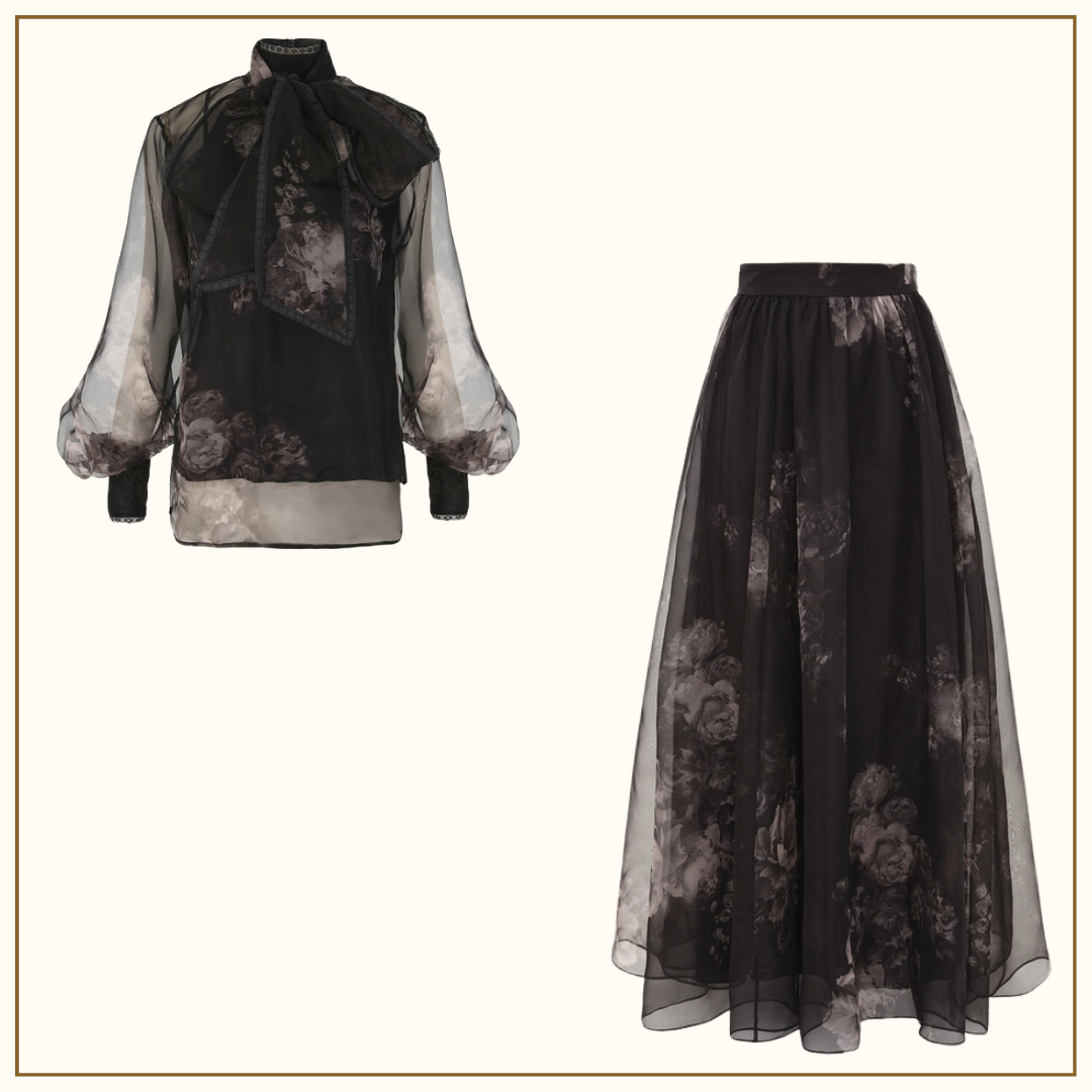 HYPNOTIC PUSSYBOW BLOUSE & MIDI SKIRT