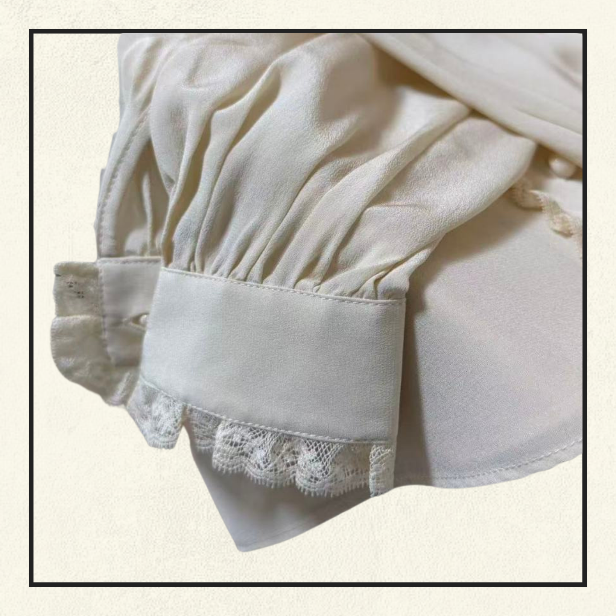 LACE TRIMMED SILK CREPE BLOUSE