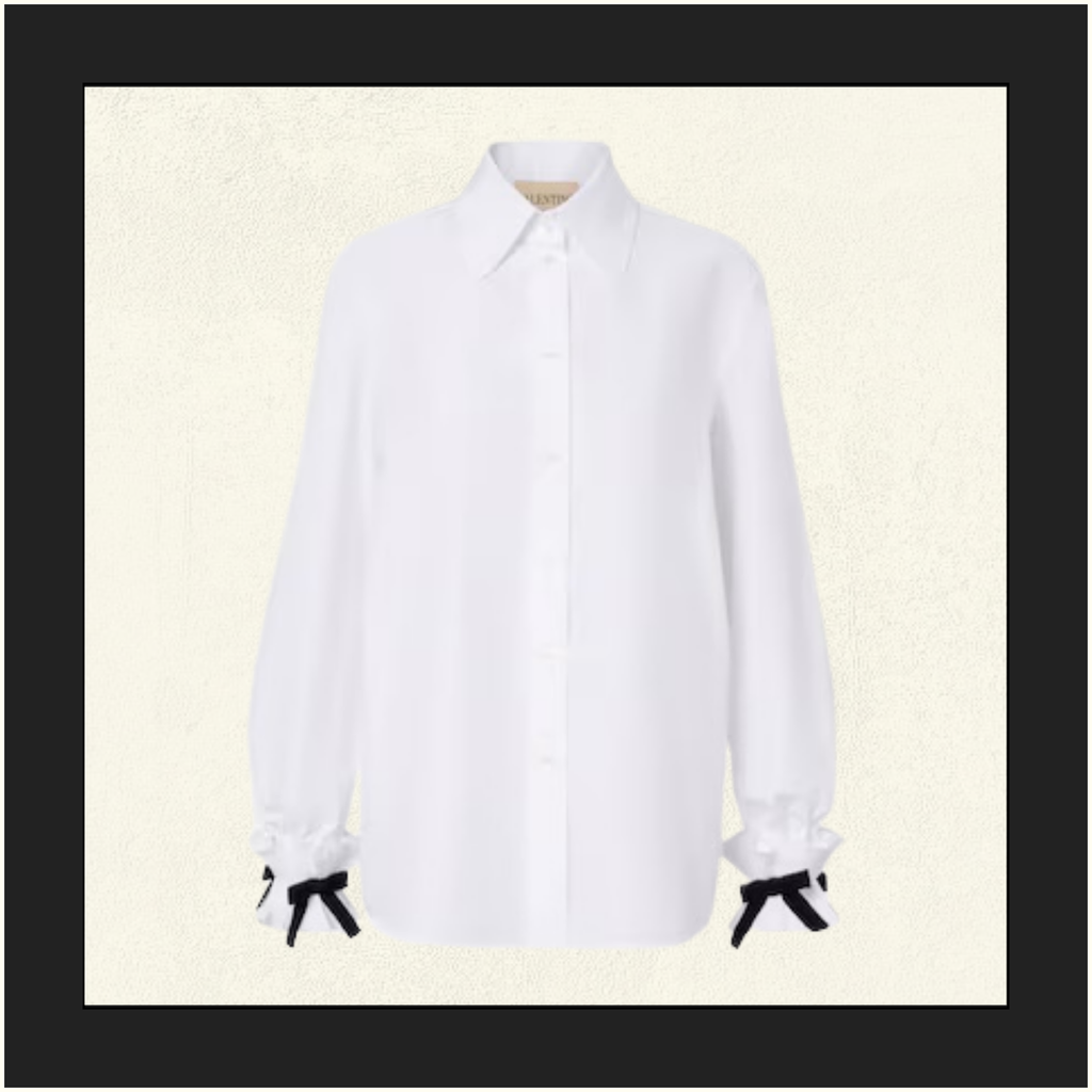 BOW DETAIL CUFF COTTON SHIRT