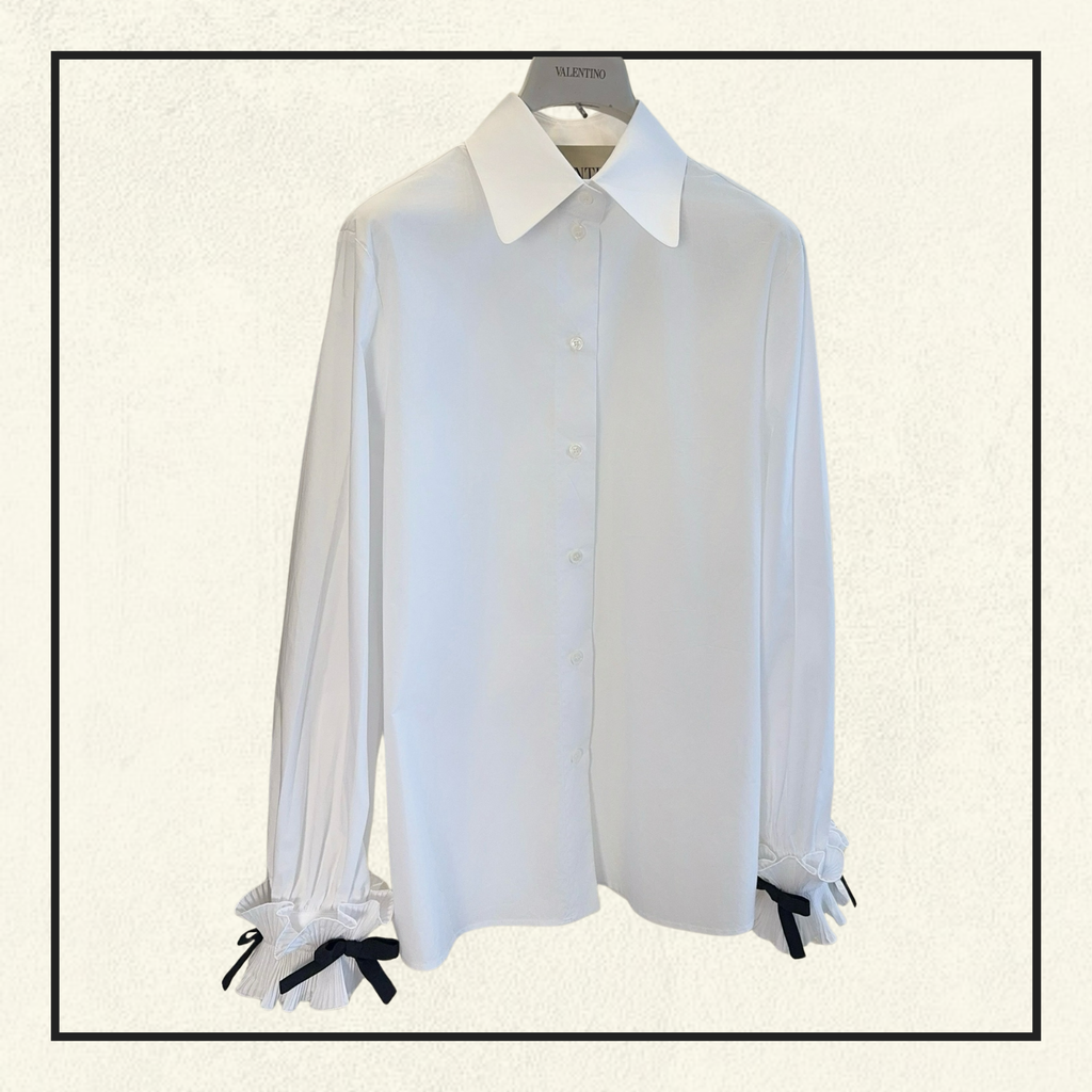 BOW DETAIL CUFF COTTON SHIRT