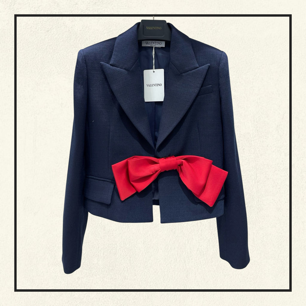 BOW DETAIL WOVEN BLAZER