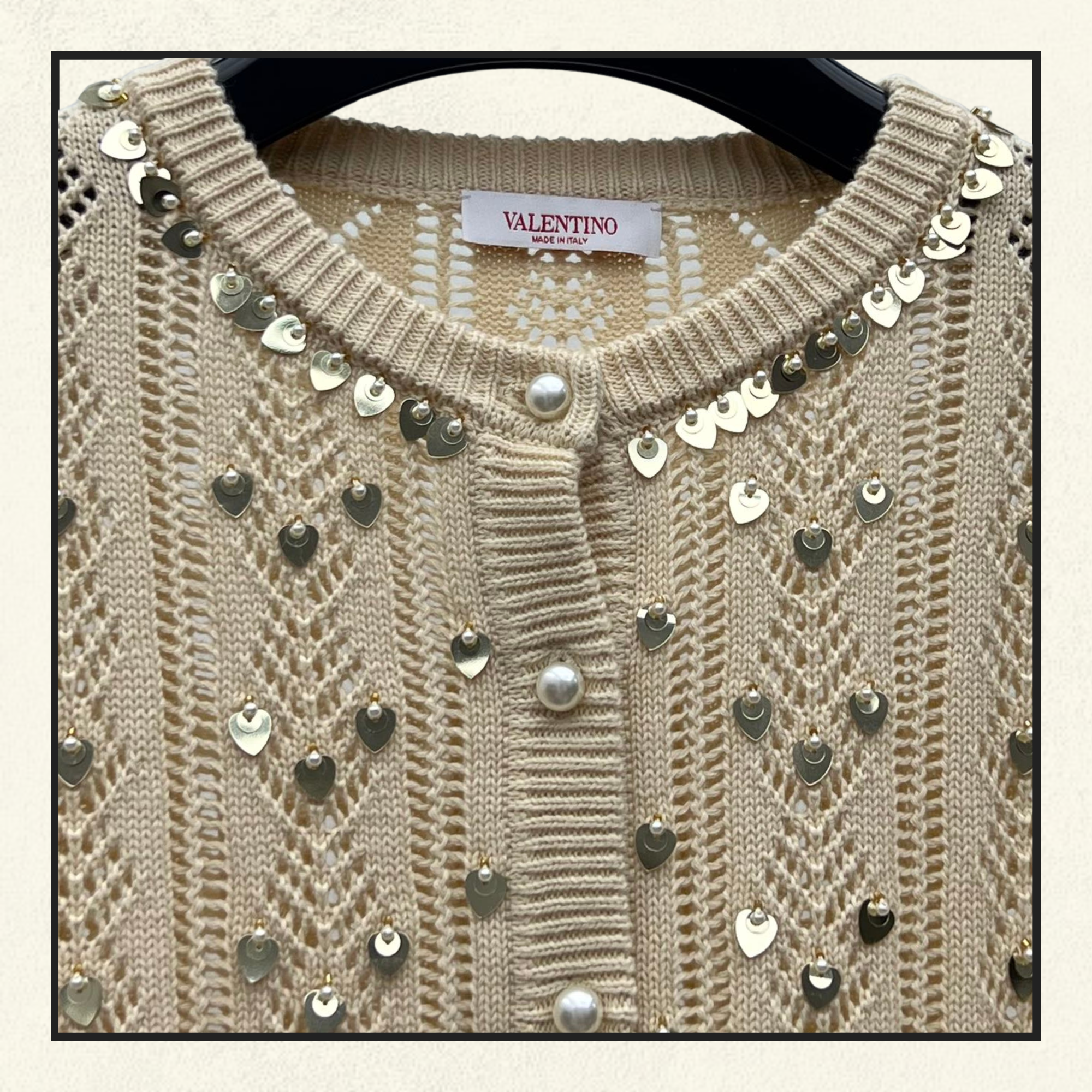 EMBROIDERED FEATHER CUFF CARDIGAN