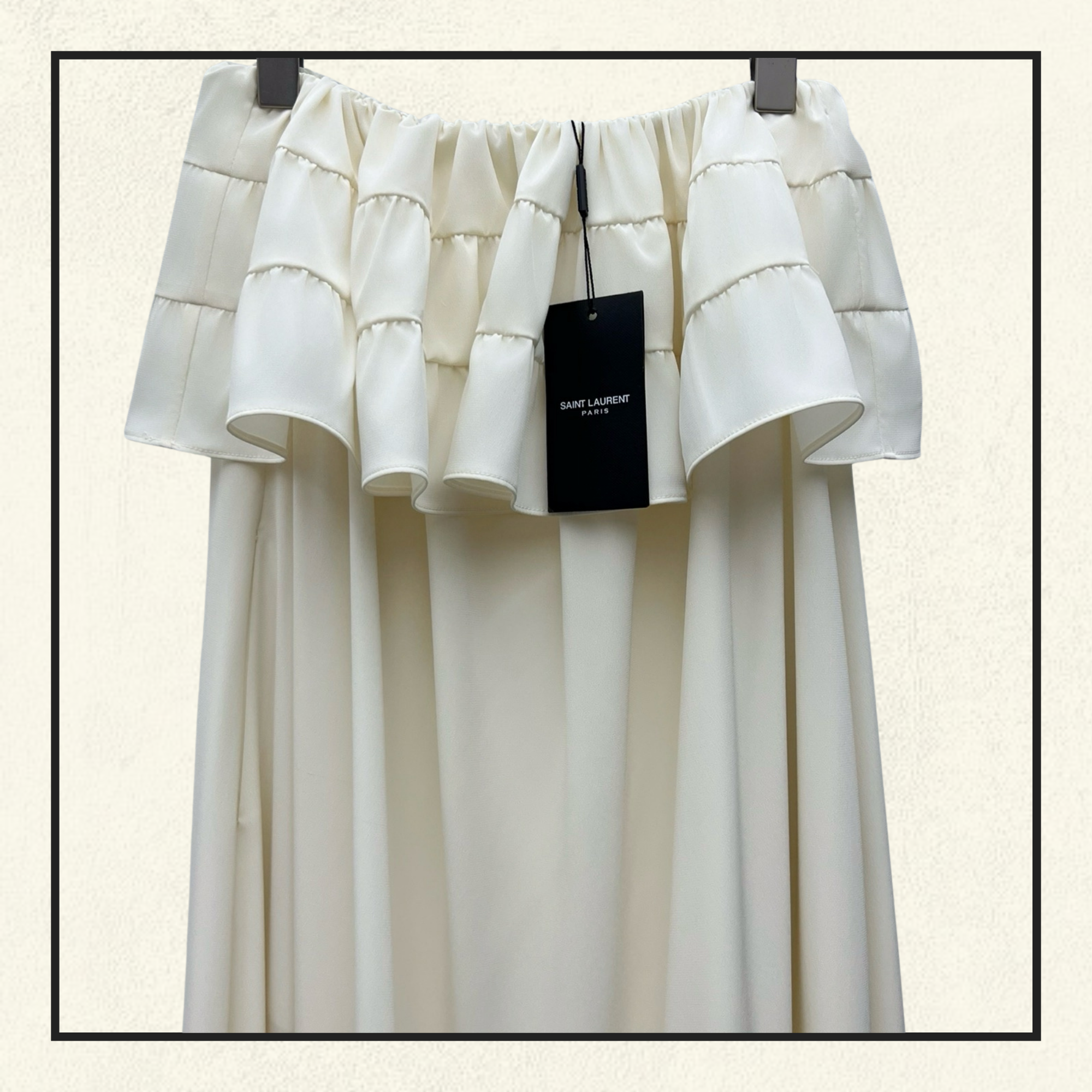 RUFFLED STRAPLESS SILK GOWN