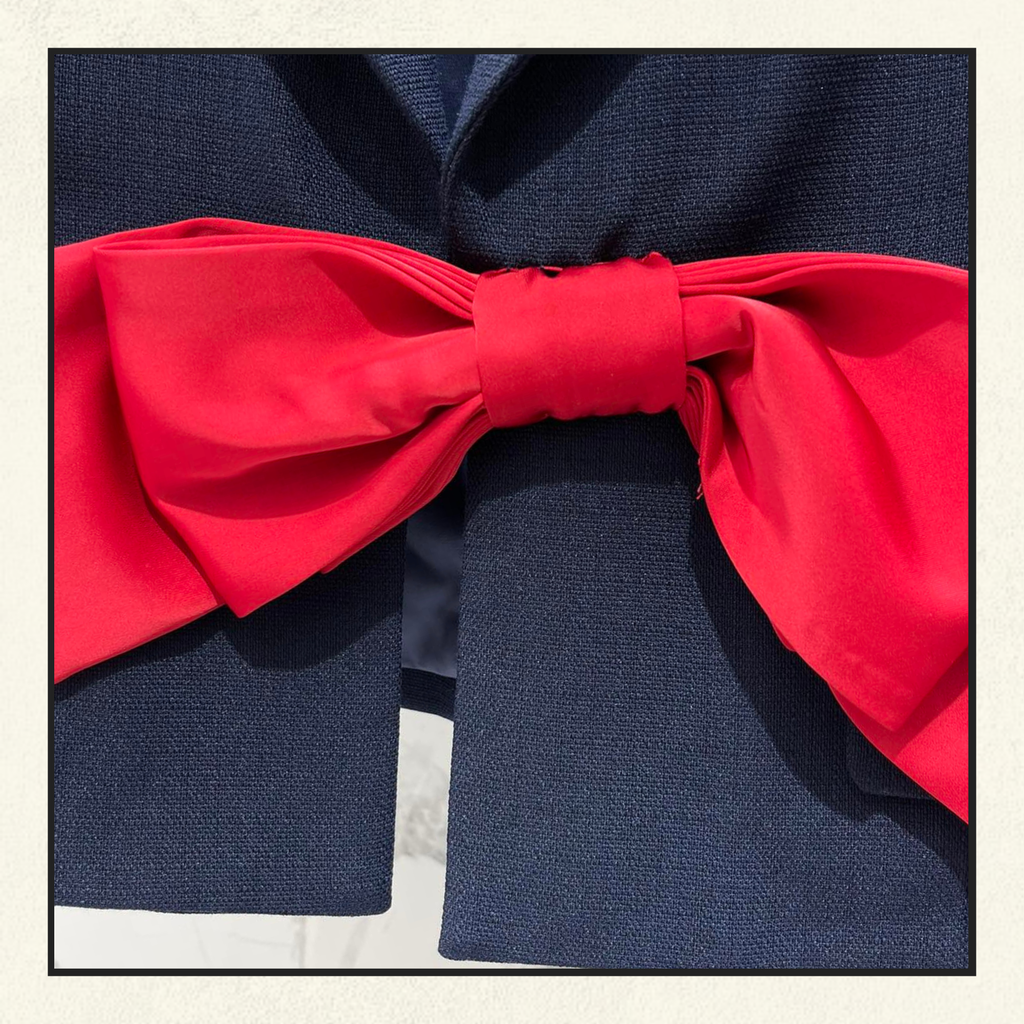 BOW DETAIL WOVEN BLAZER