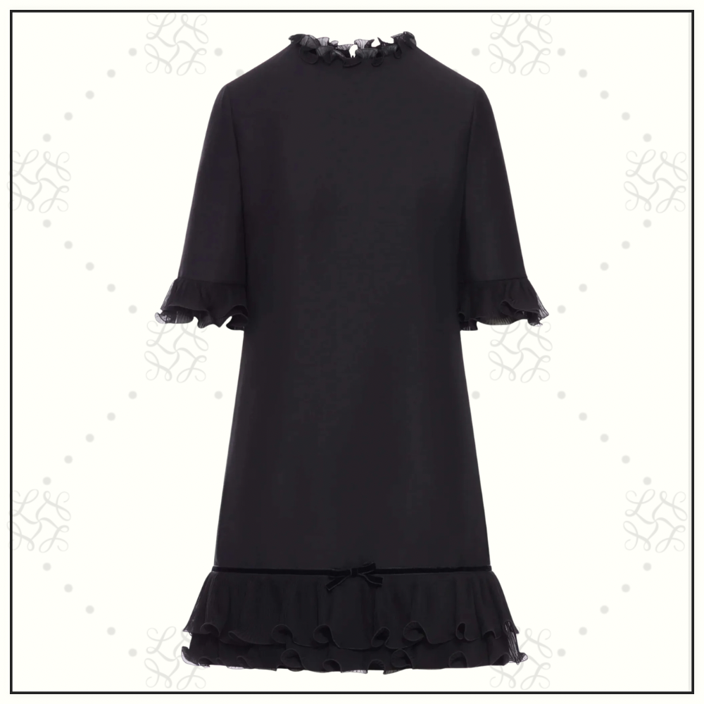 CREPE COUTURE RUFFLED SHORT DRESS