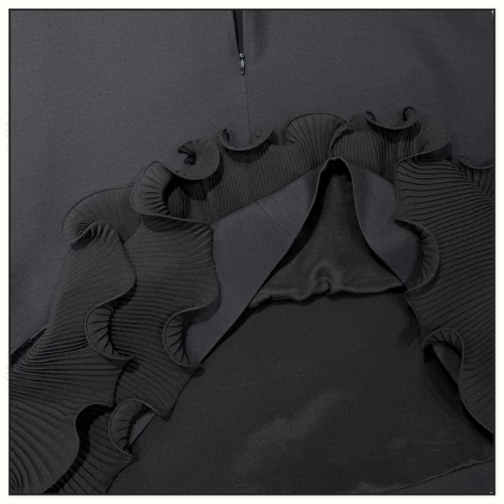 CREPE COUTURE RUFFLED SHORT DRESS