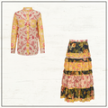 FLORAL PRINT SHIRT & PATCHWORK MAXI SKIRT