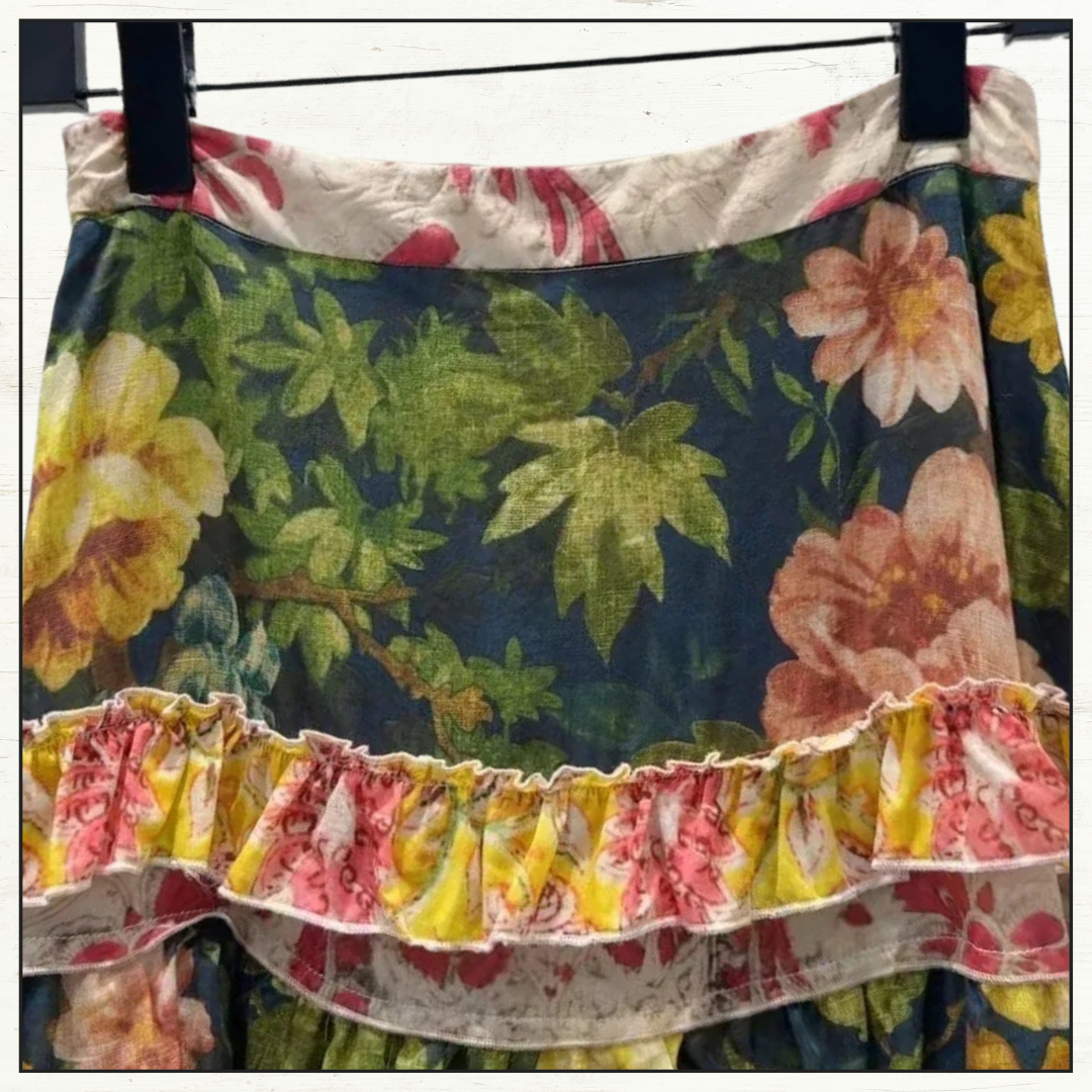 FLORAL PRINT SHIRT & PATCHWORK MAXI SKIRT