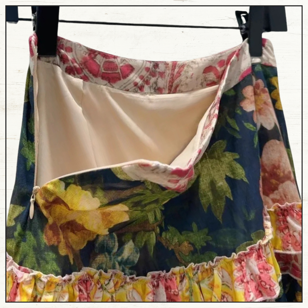 FLORAL PRINT SHIRT & PATCHWORK MAXI SKIRT