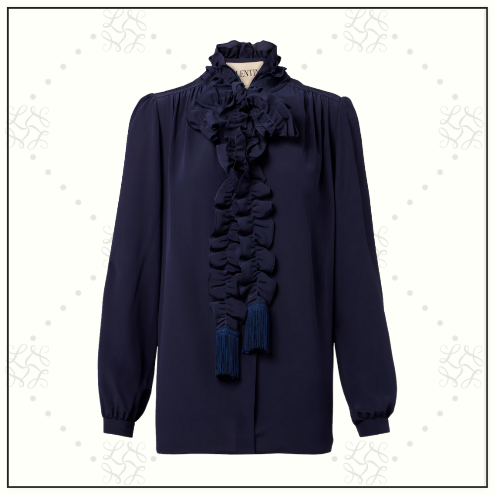 RUFFLED SILK CREPE BLOUSE