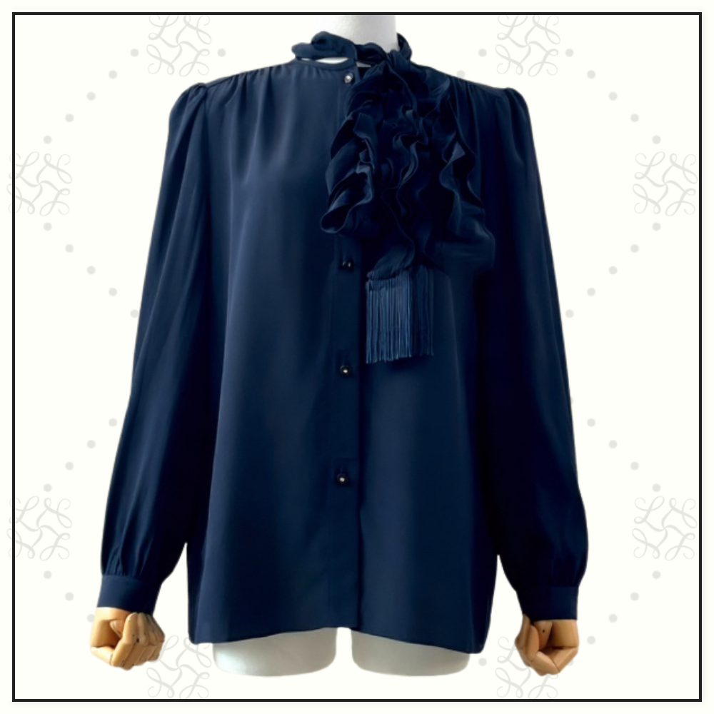 RUFFLED SILK CREPE BLOUSE