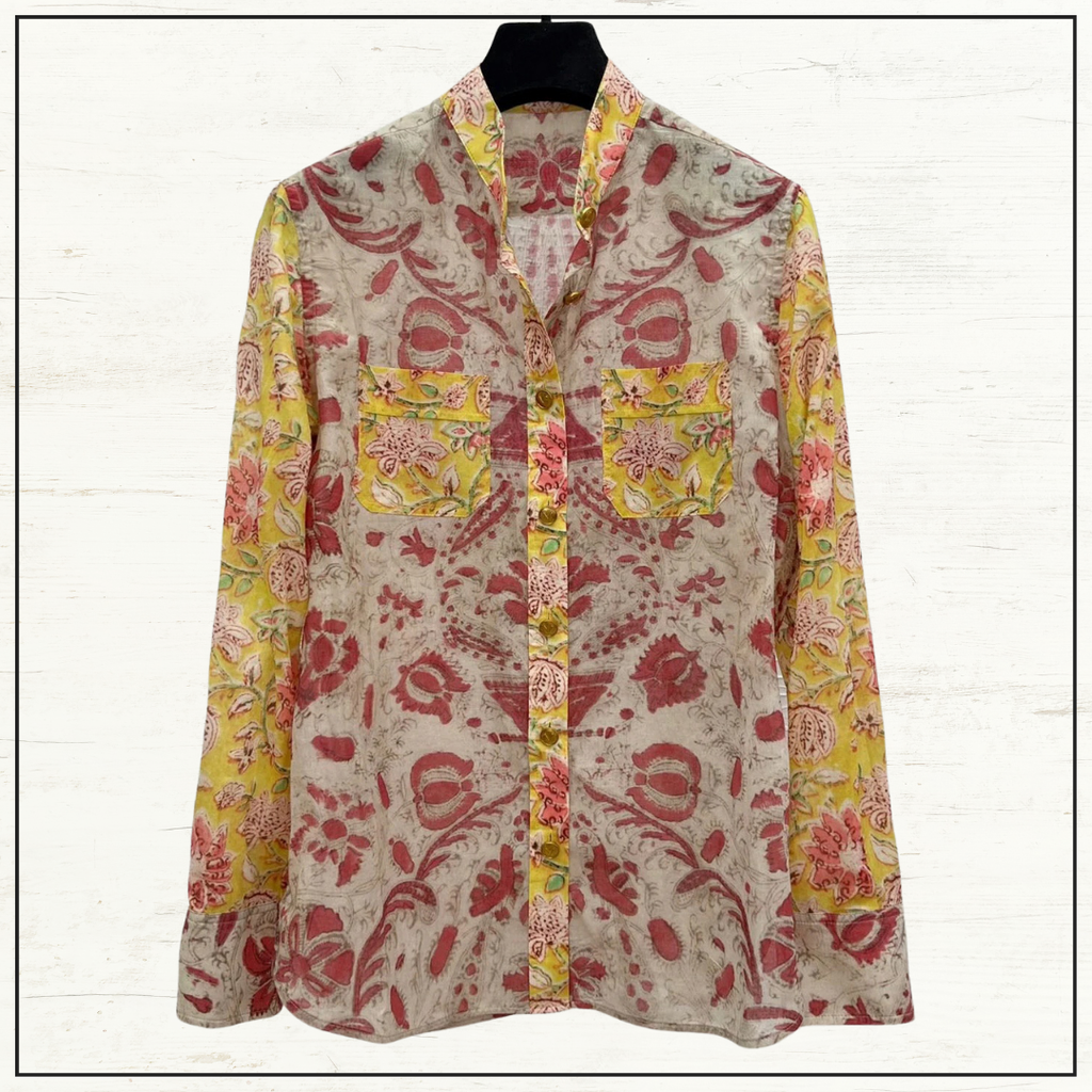 FLORAL PRINT SHIRT & PATCHWORK MAXI SKIRT