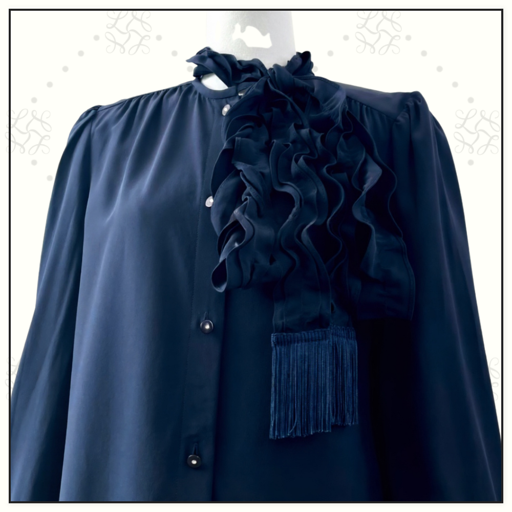 RUFFLED SILK CREPE BLOUSE