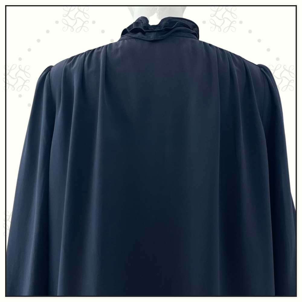 RUFFLED SILK CREPE BLOUSE