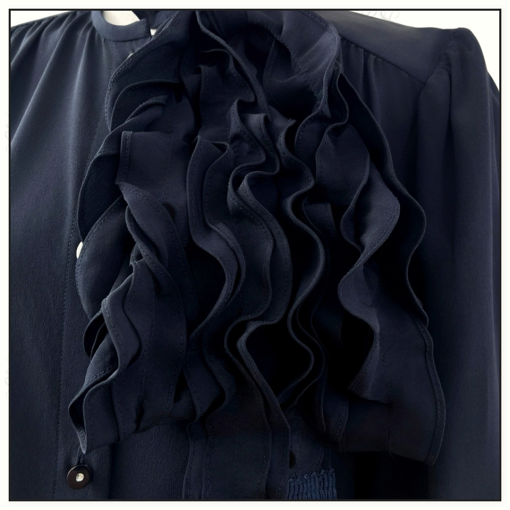 RUFFLED SILK CREPE BLOUSE