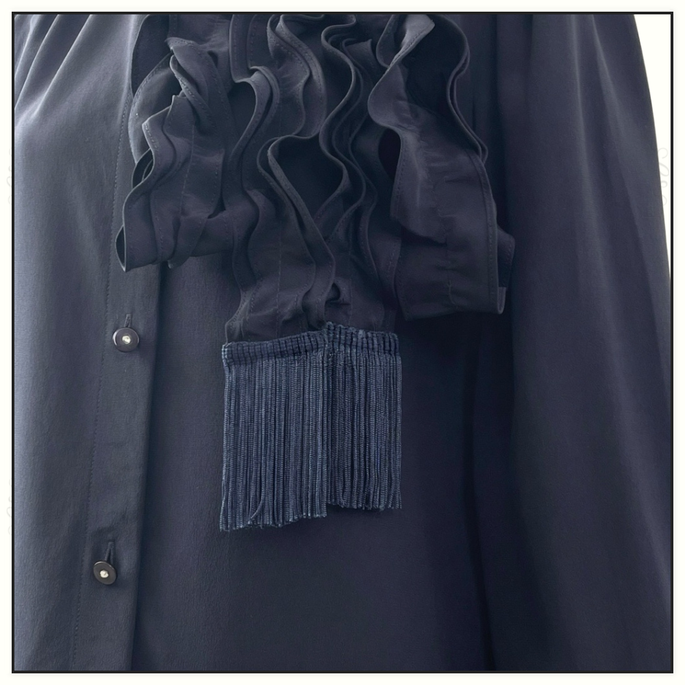 RUFFLED SILK CREPE BLOUSE