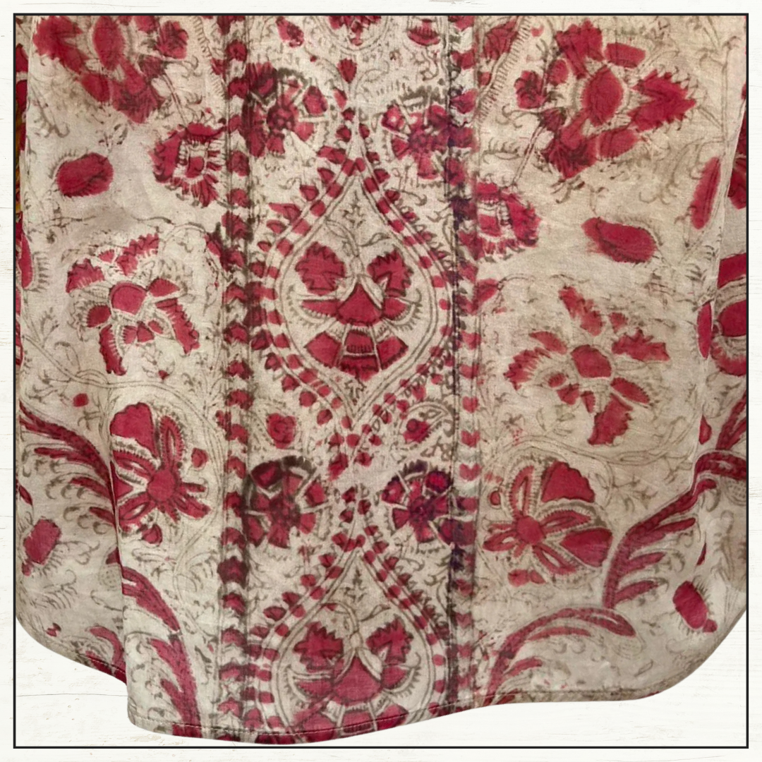 FLORAL PRINT SHIRT & PATCHWORK MAXI SKIRT