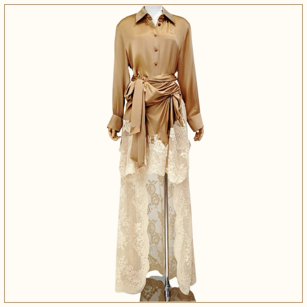HYPNOTIC SATIN SHIRT & DRAPE SKIRT