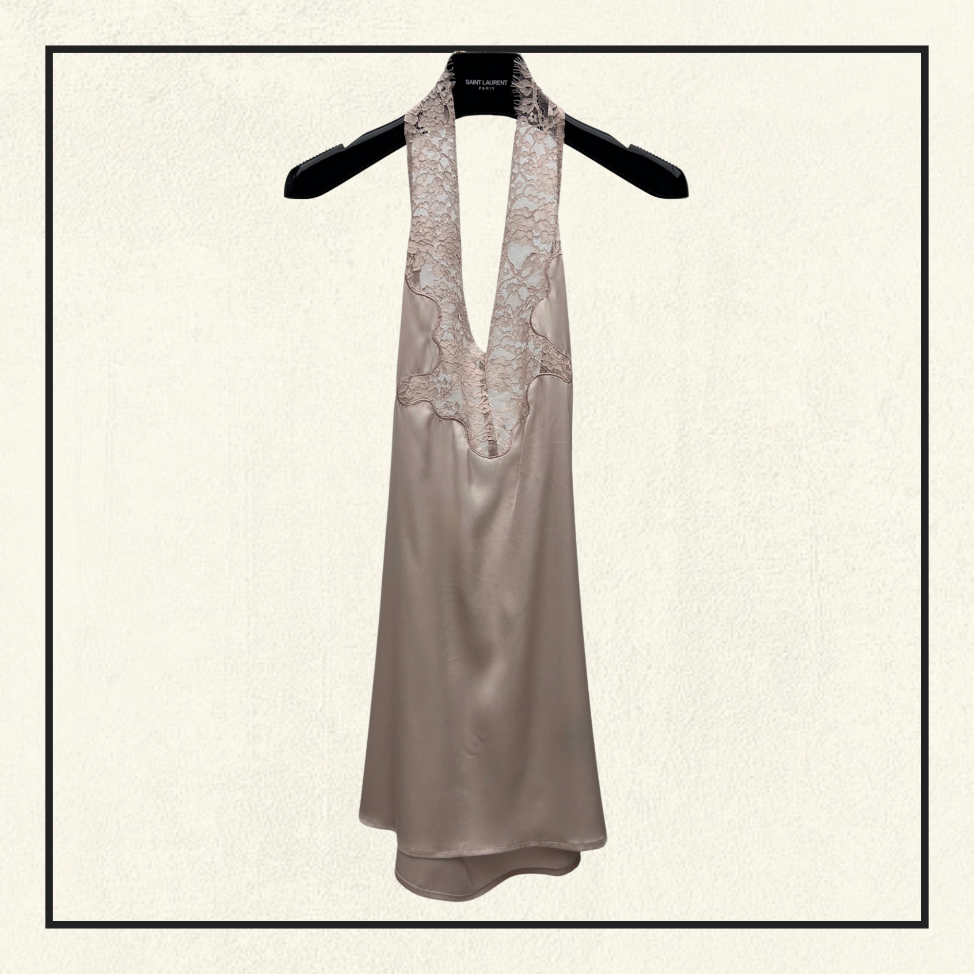 SILK CHARMEUSE AND LACE NECKLINE