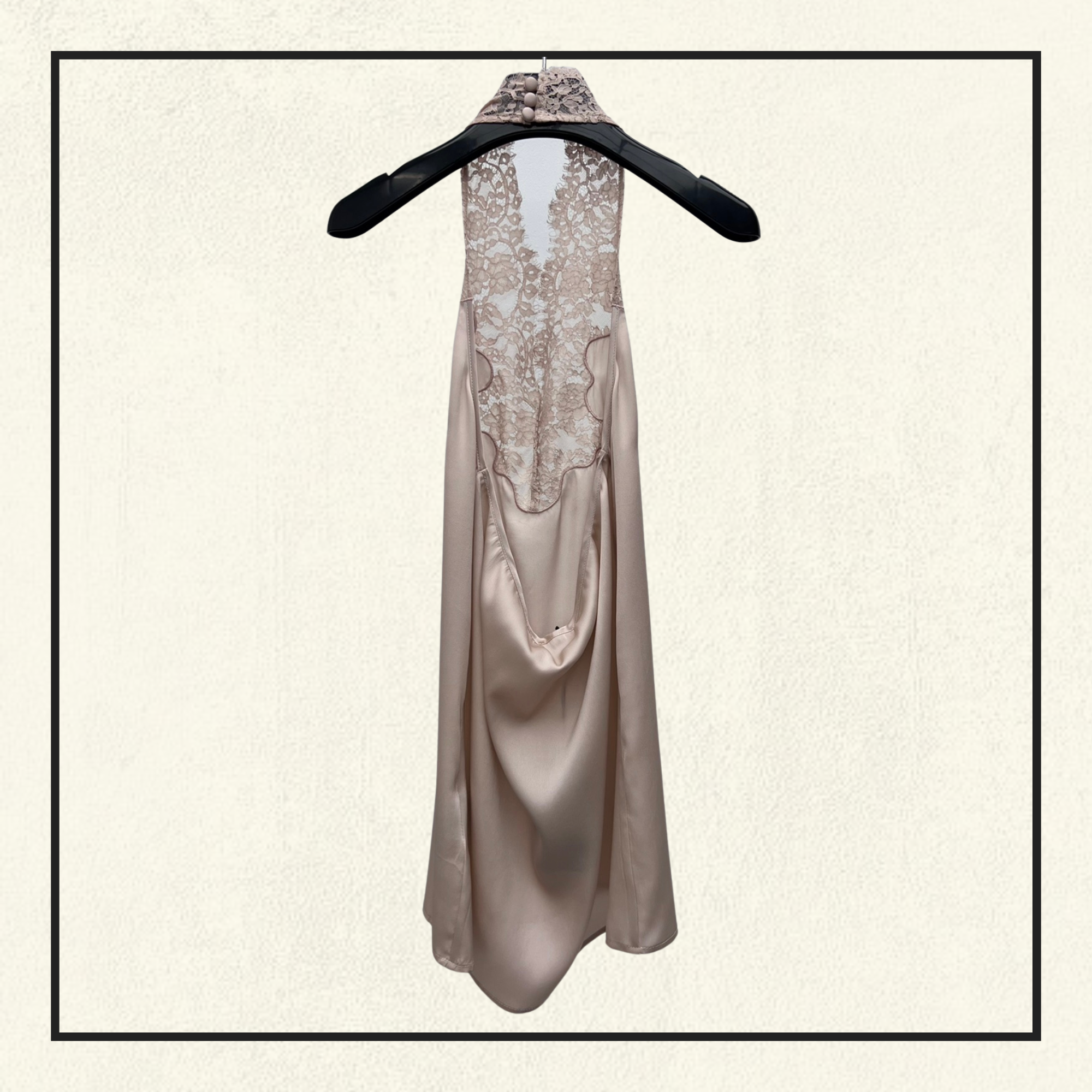 SILK CHARMEUSE AND LACE NECKLINE