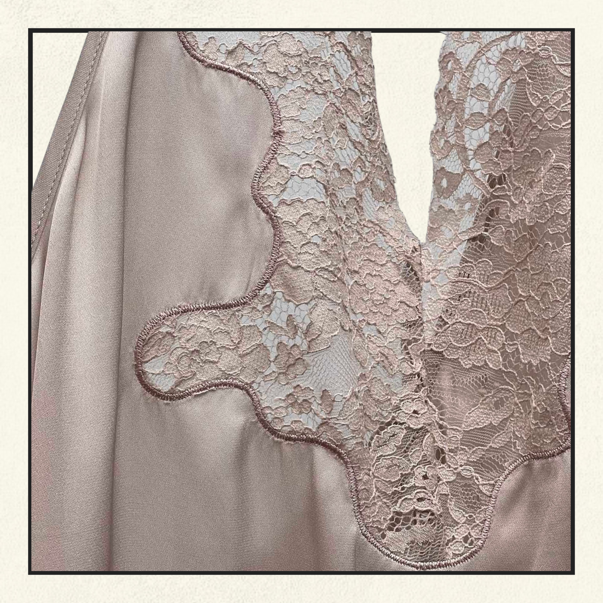 SILK CHARMEUSE AND LACE NECKLINE