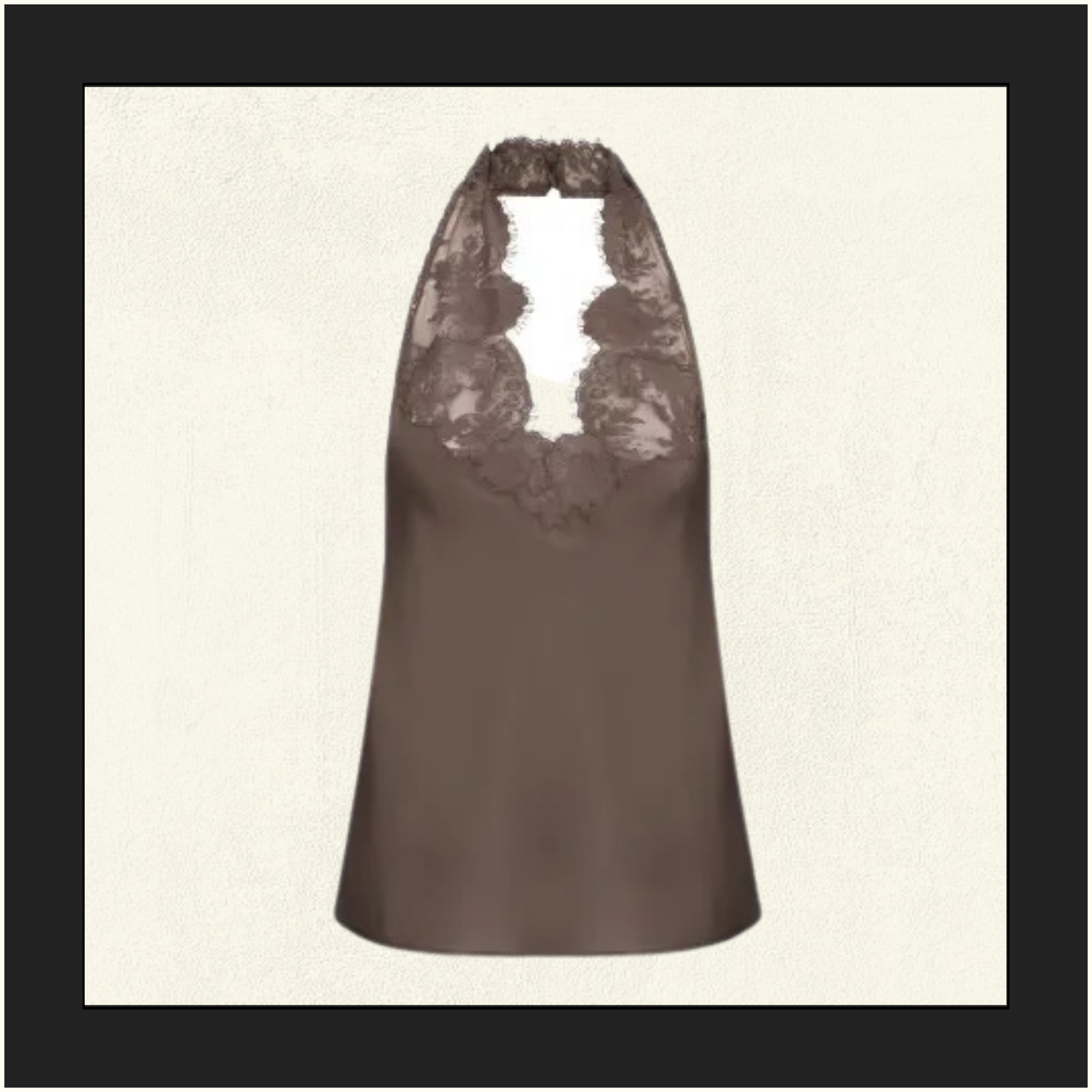 SILK CHARMEUSE AND LACE NECKLINE