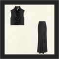 SATIN CROW NECK CROP & PENCIL SKIRT