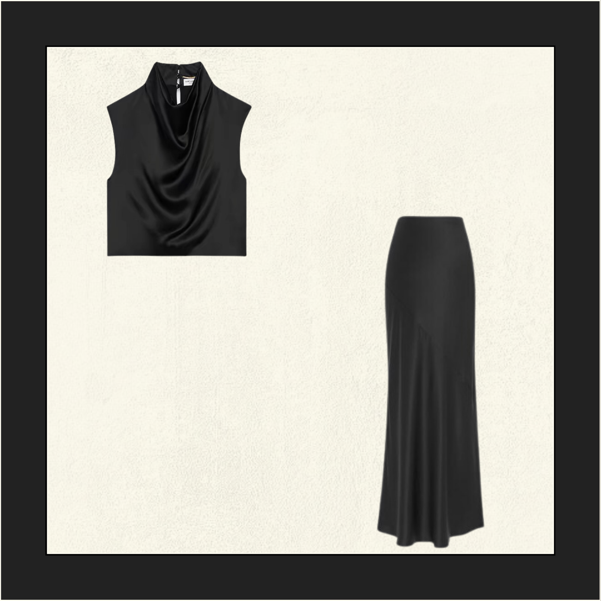 SATIN CROW NECK CROP & PENCIL SKIRT