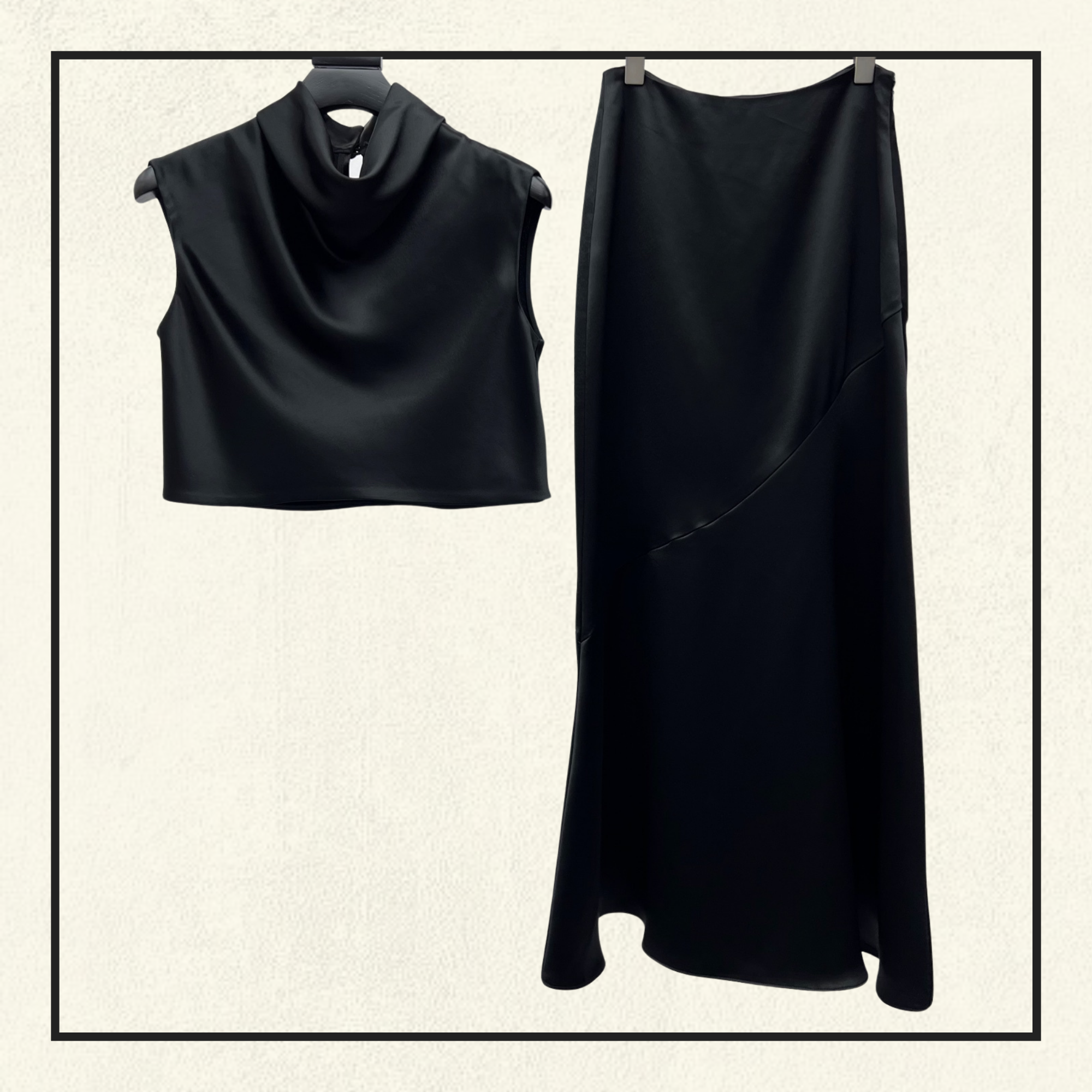 SATIN CROW NECK CROP & PENCIL SKIRT