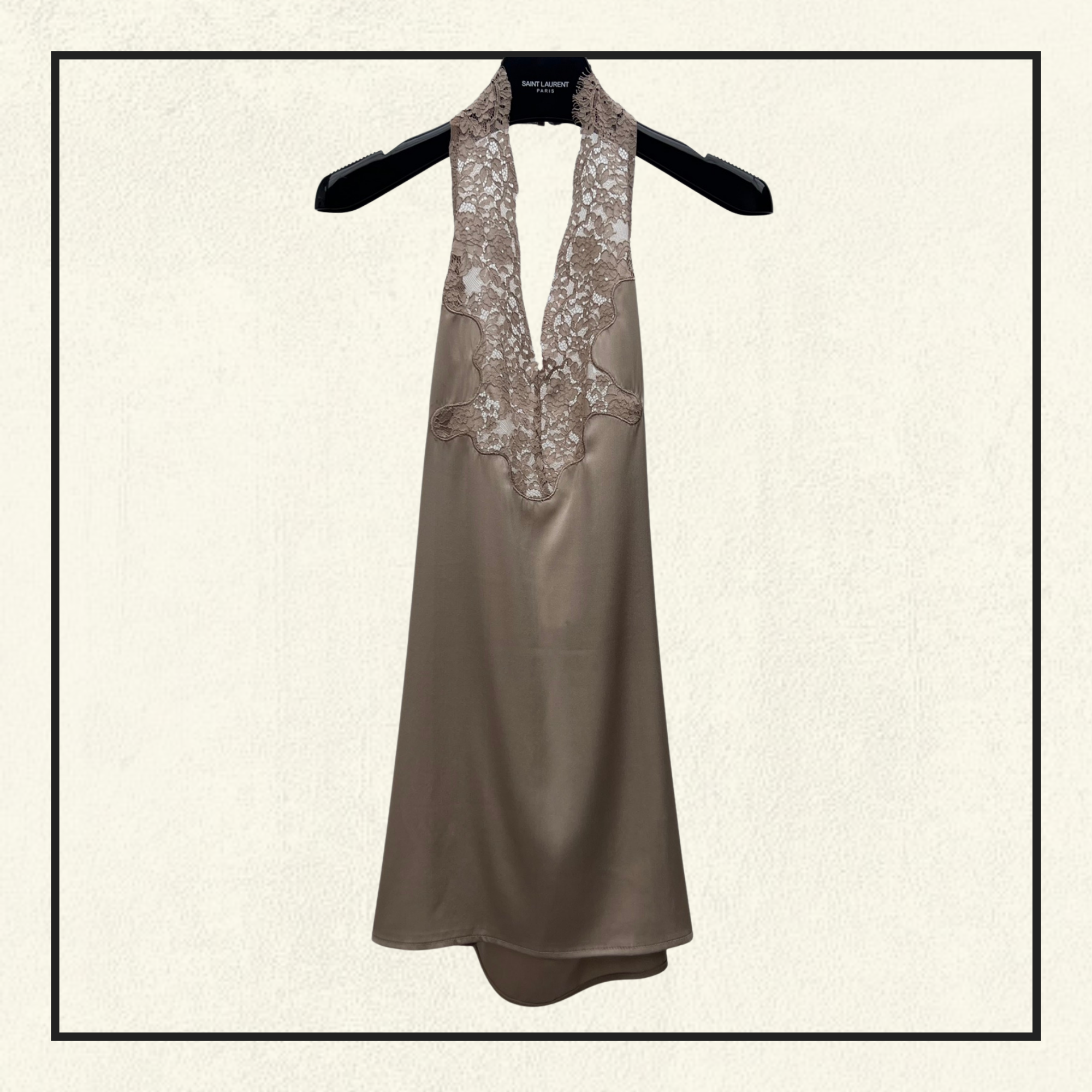 SILK CHARMEUSE AND LACE NECKLINE
