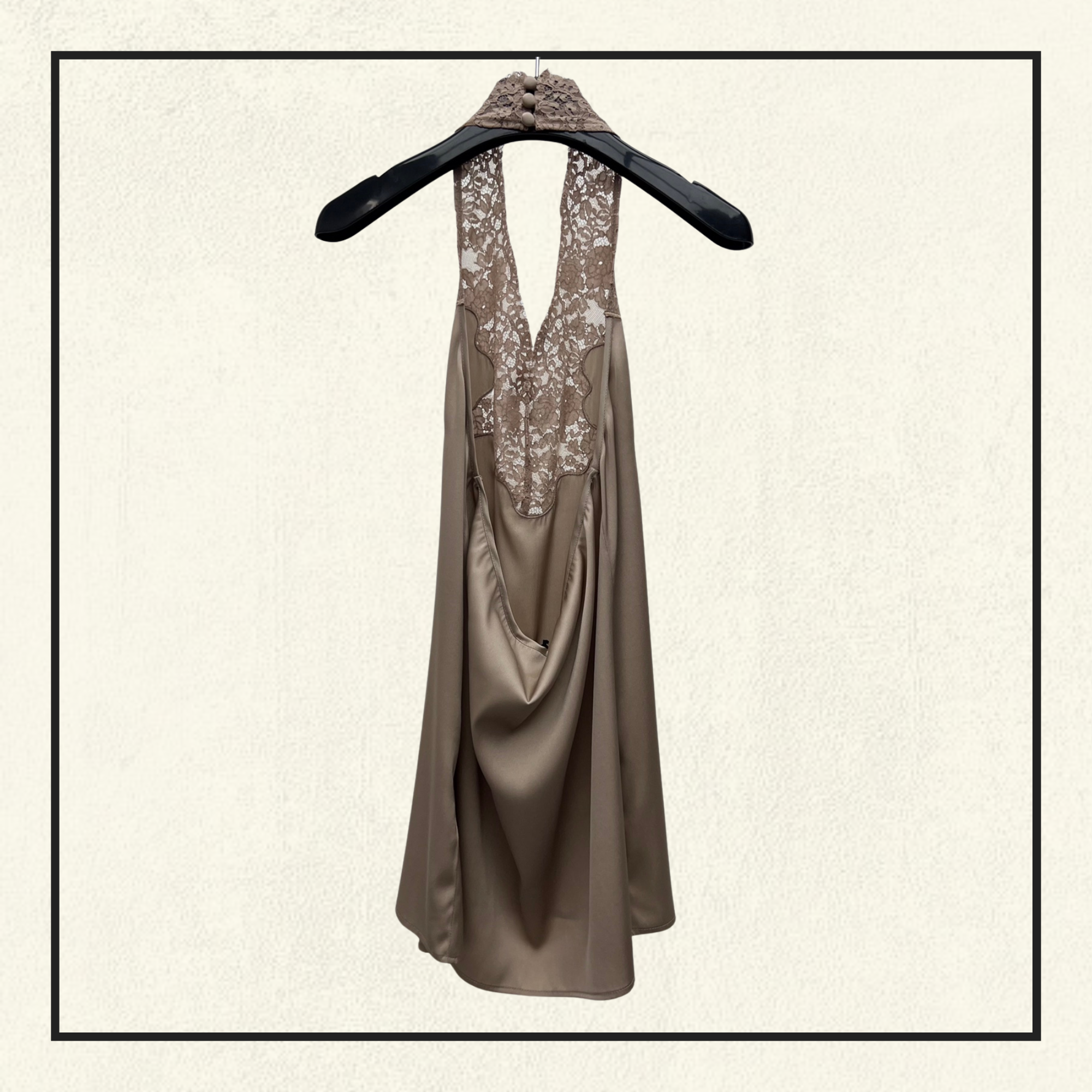 SILK CHARMEUSE AND LACE NECKLINE