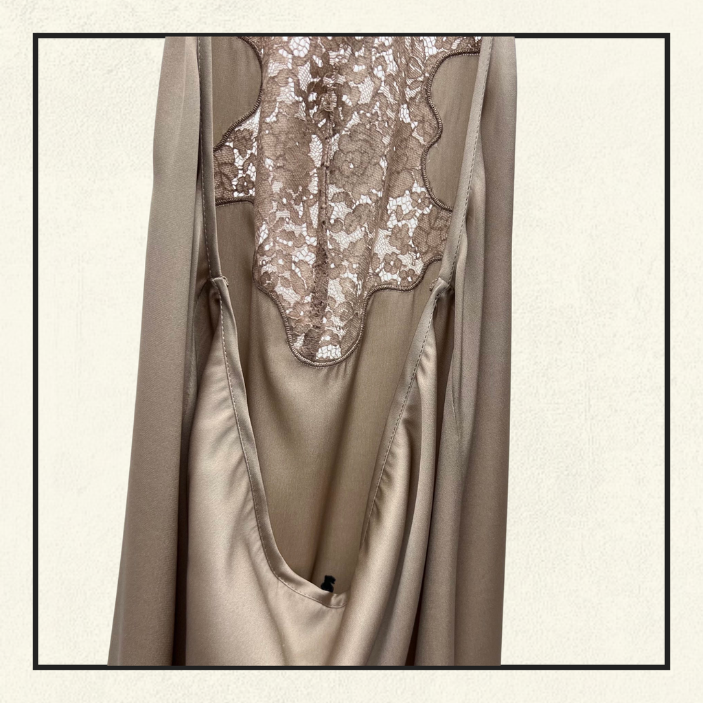SILK CHARMEUSE AND LACE NECKLINE