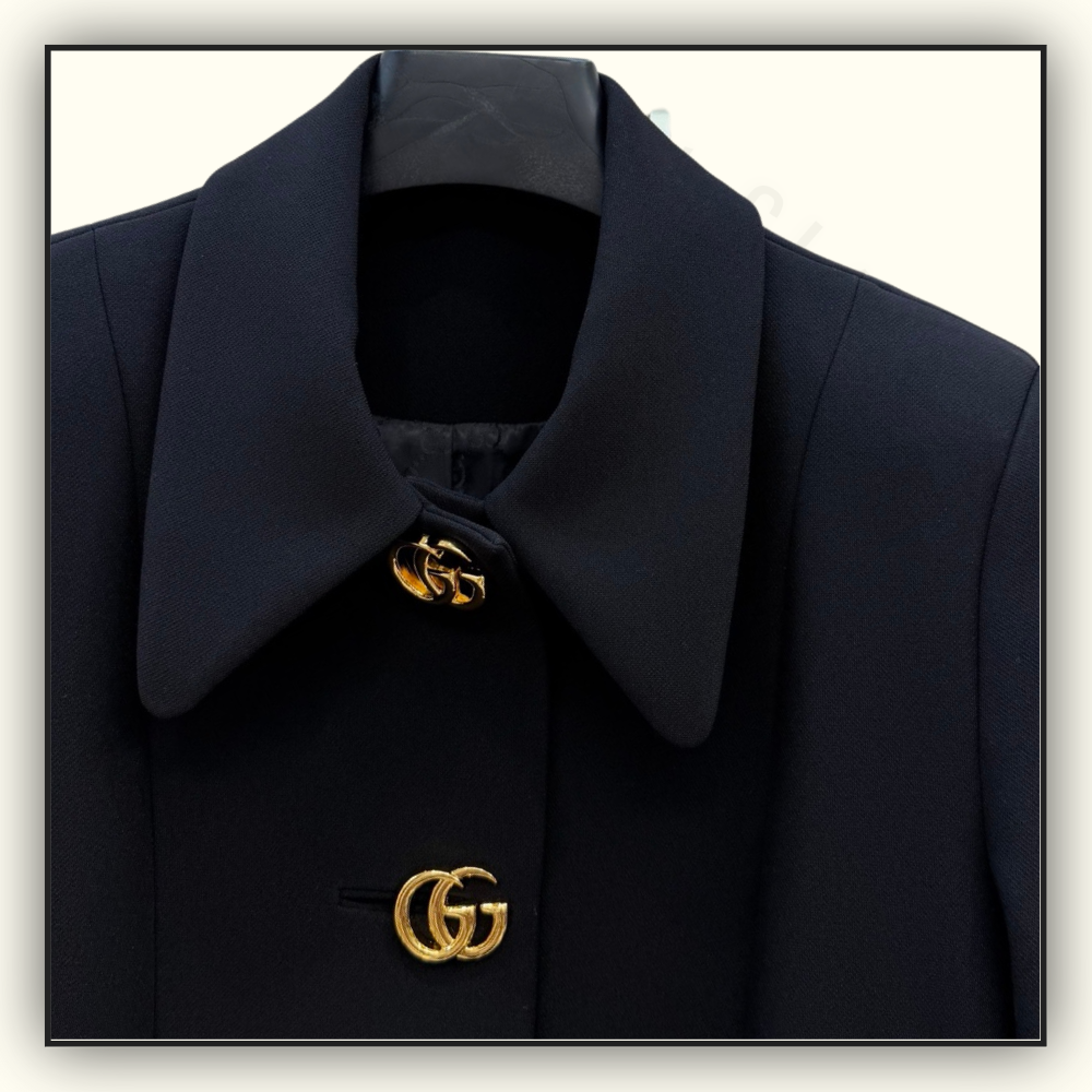 CREPE WOOL JACKET & MINI SKIRT WITH DOUBLE G BUTTON