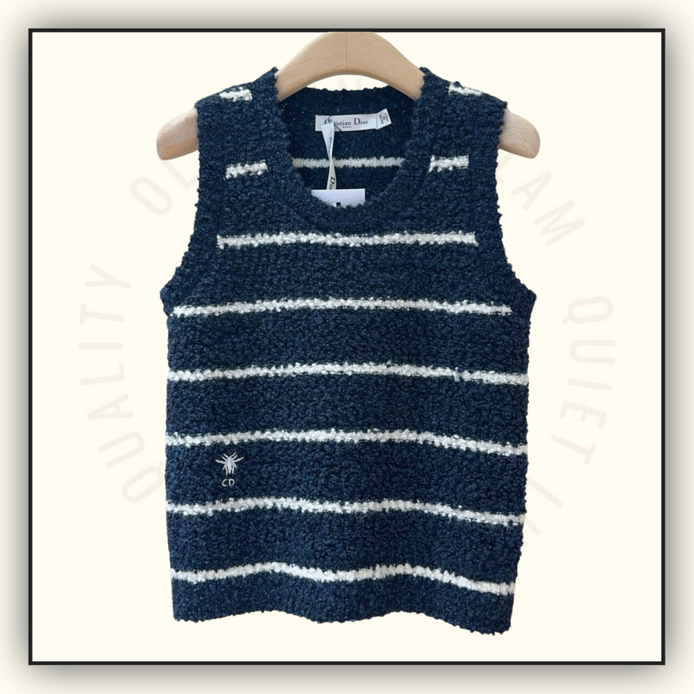 COTTON WOOL BLEND BOUCLE MARINIERE TANK