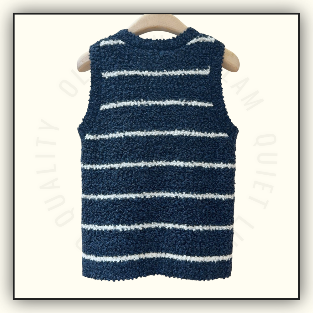 COTTON WOOL BLEND BOUCLE MARINIERE TANK